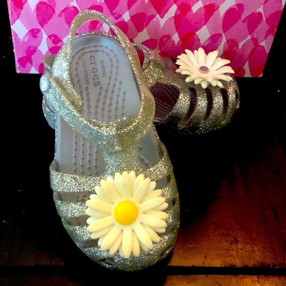 CROCS Shoes Crocs Daisy Jelly Sandals Size 6 Toddler Silver Poshmark